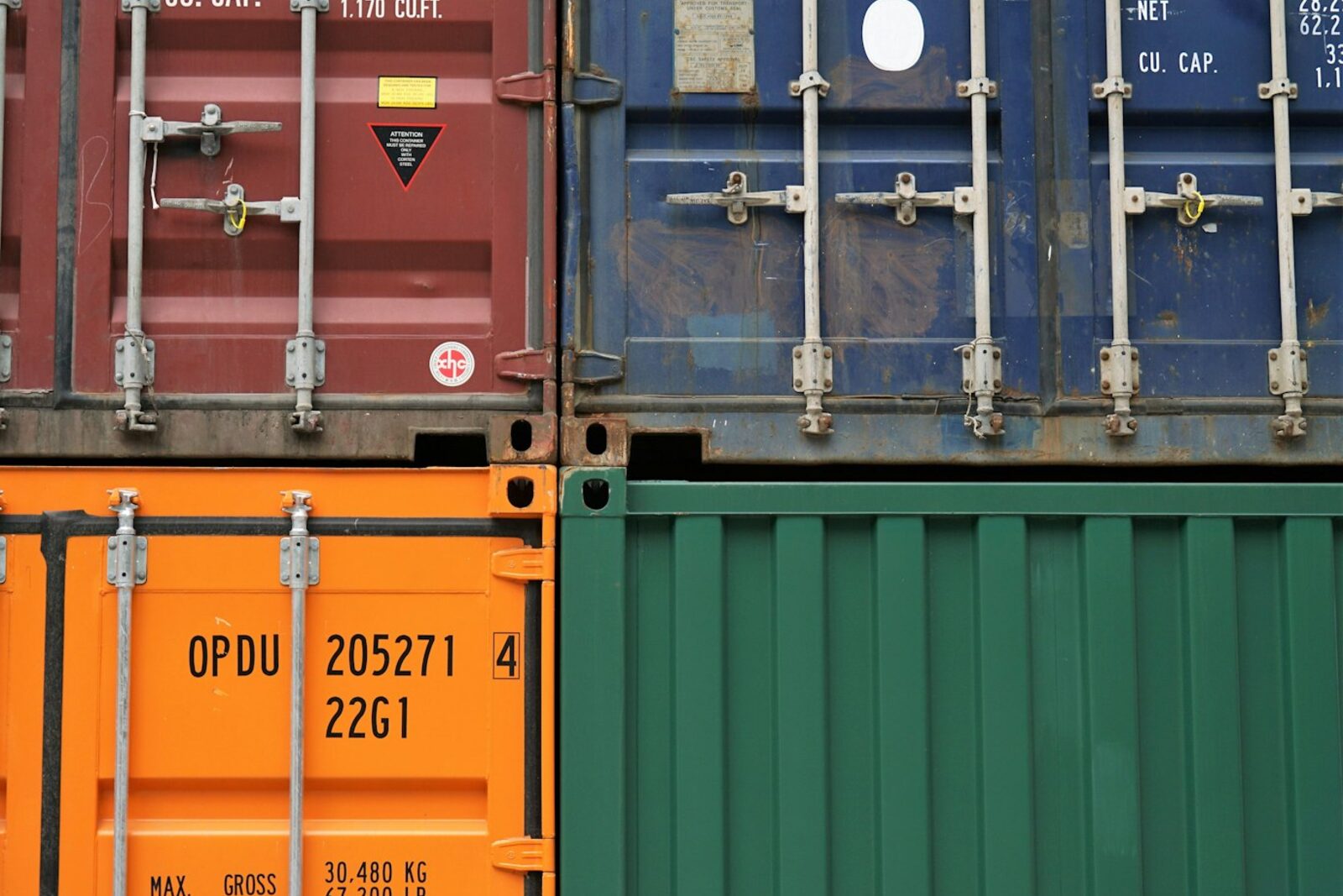 Sea containers in a storage depot