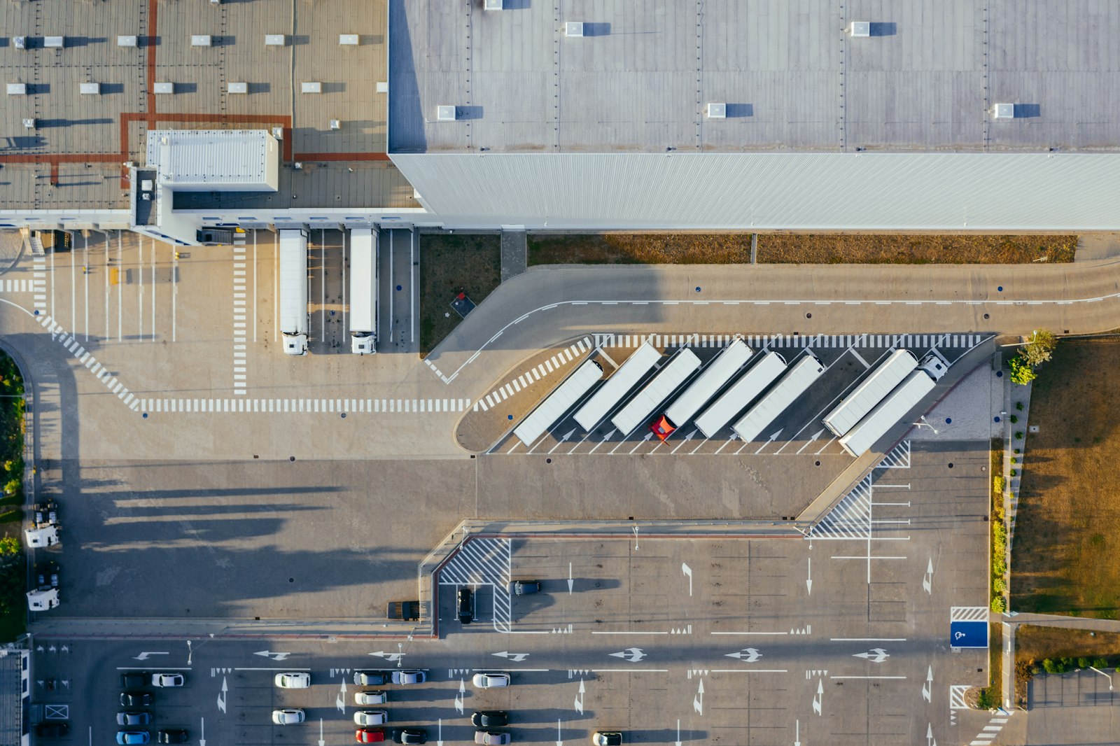 Aerial view of a logistics distribution hub